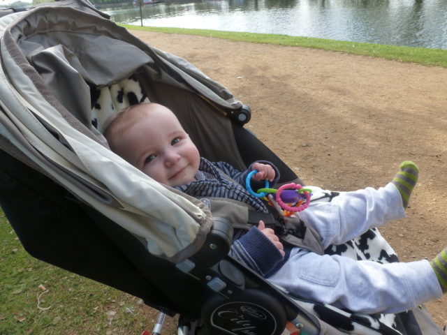 smiling in the buggy