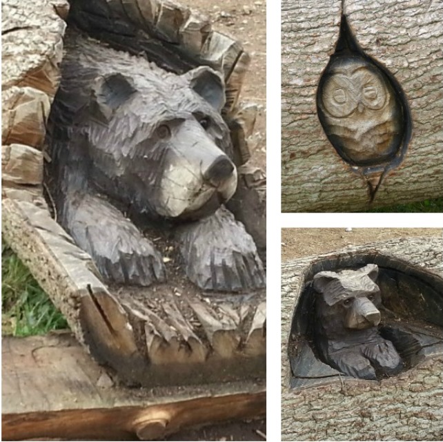 animal log carving