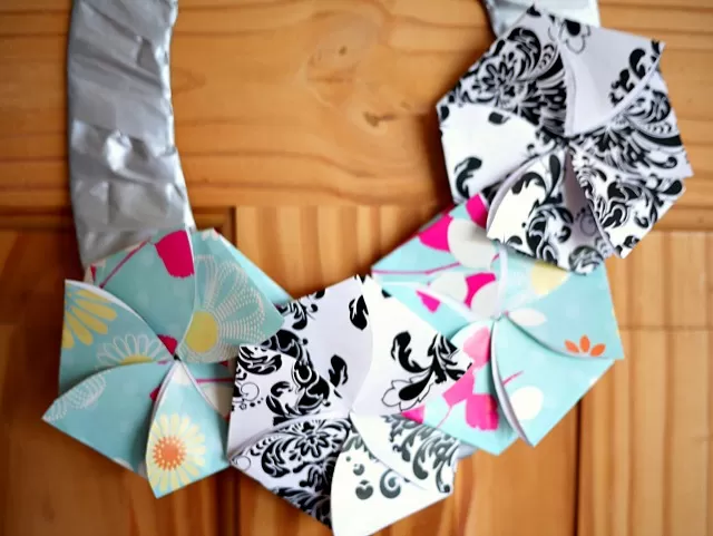 origami flower wreath