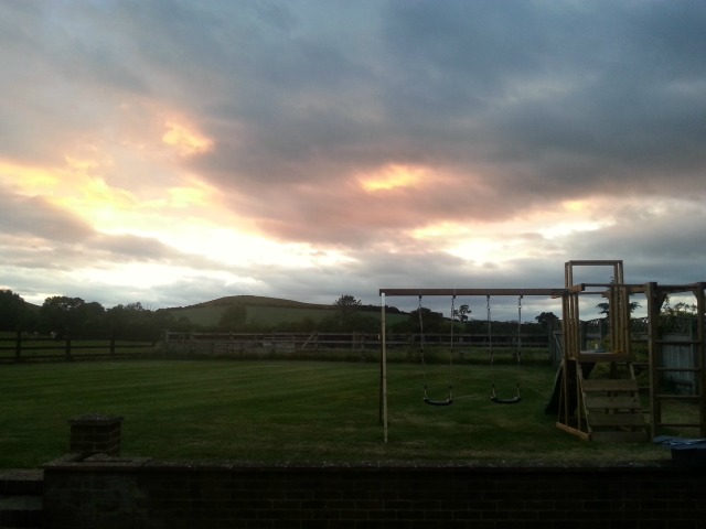 sunset over the farm