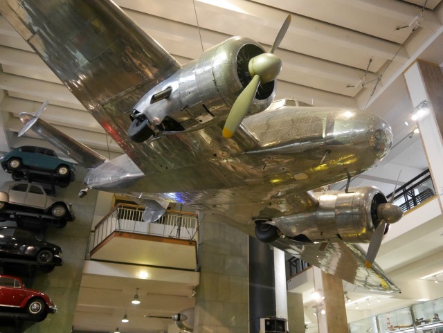 silver plane at science museum
