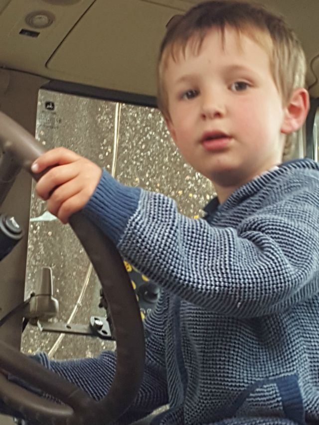 driving the tractor