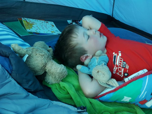 Comfy sleeping in the tent