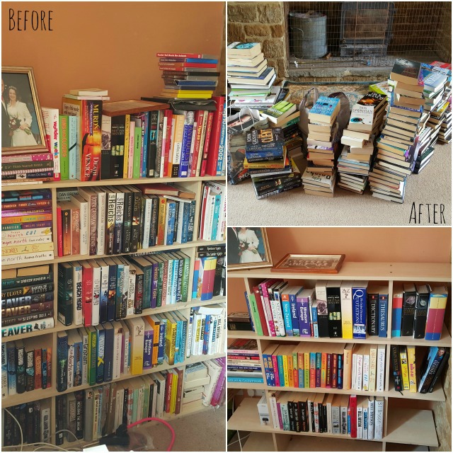 books before and after konmari method
