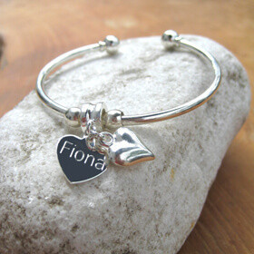 Personalised puff heart bangle with Prezzybox