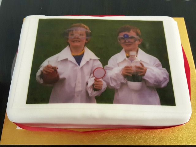 birthday science photo cake