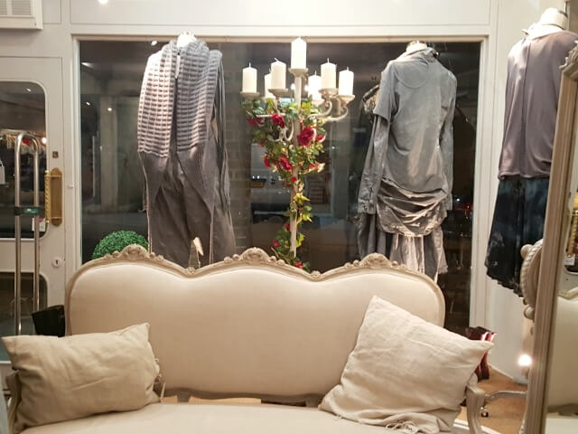grey window dispays in Olivia May boutique