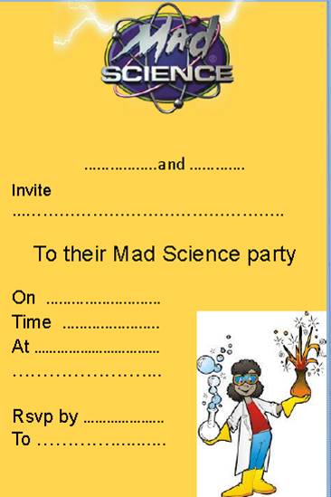 science party invitation