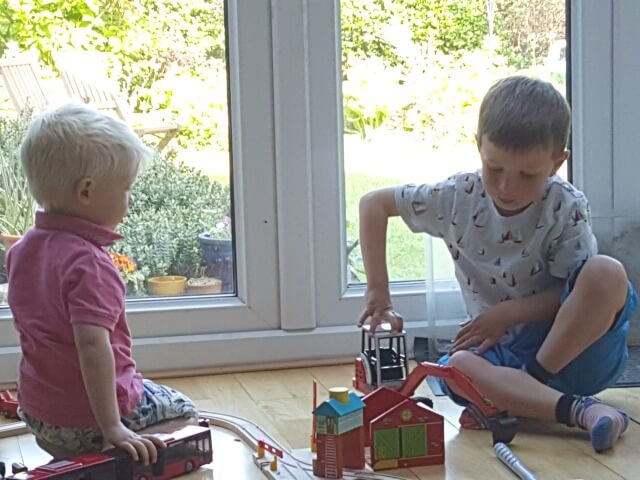 playing tractors and trains