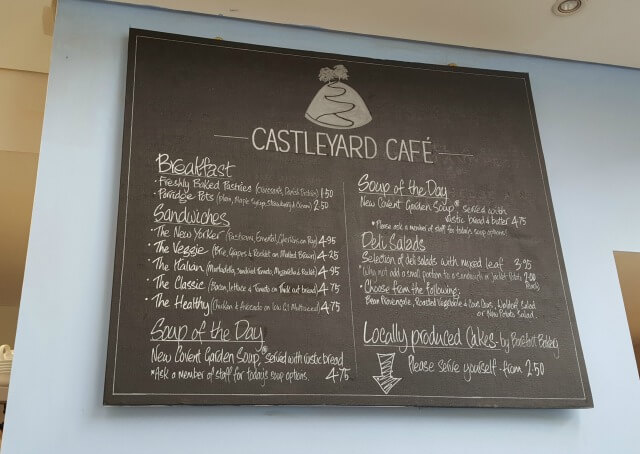 menu at castleyard cafe