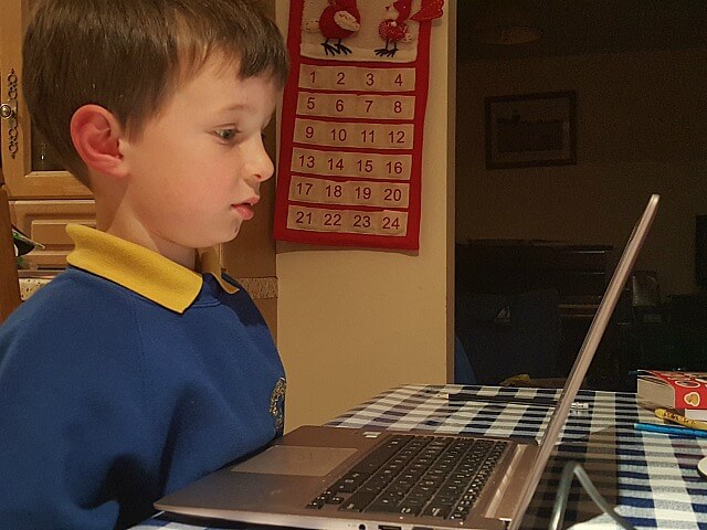 hard at work on the laptop