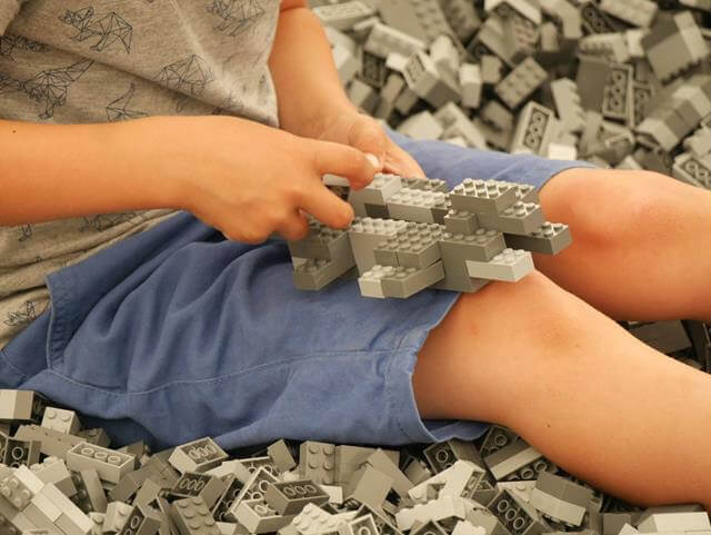 building lego in a lego pit at marwell