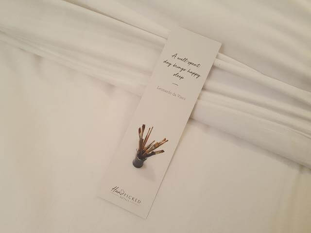 sleep quote bookmarks left on the beds