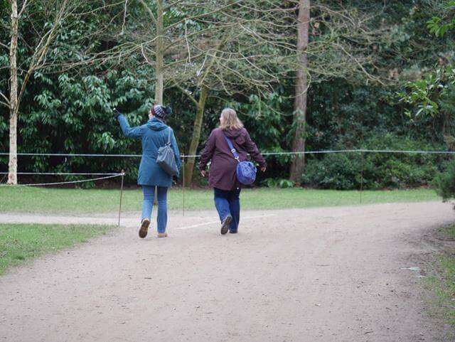 2 women walking and walking