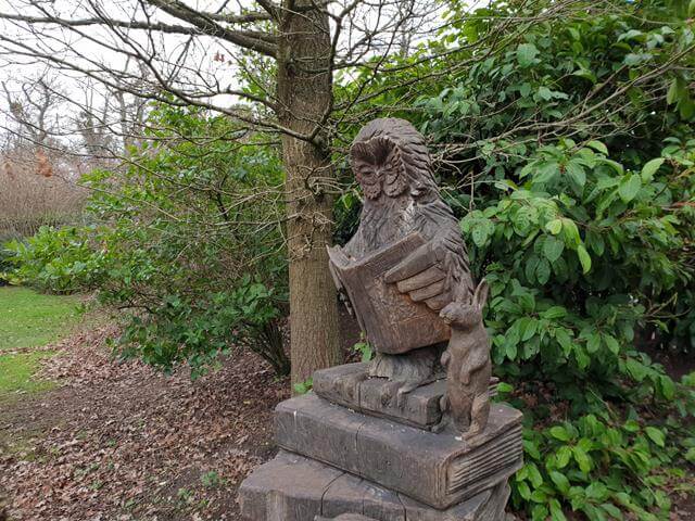 entrance sculpture at start of storybook den