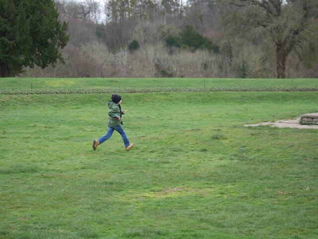 running across the pareterre lawn at cliveden