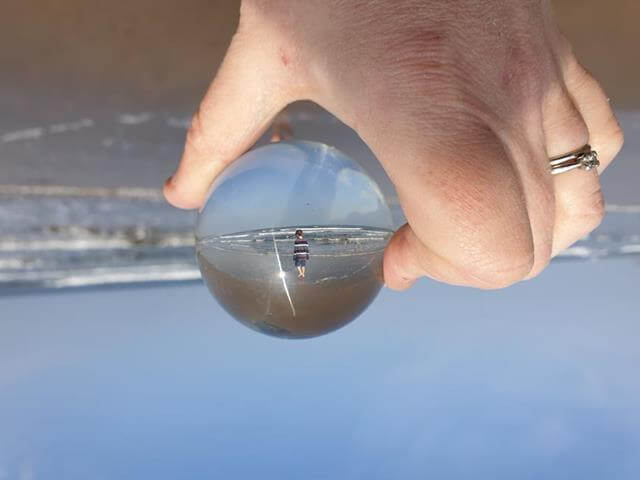 playing in the sea with lensball view