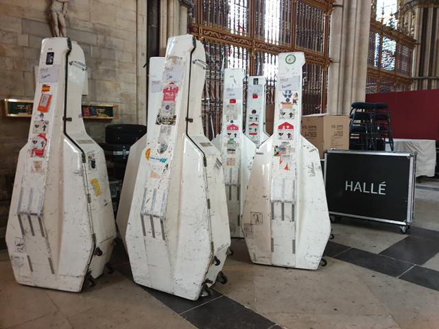 Halle orchestra on tour double bass