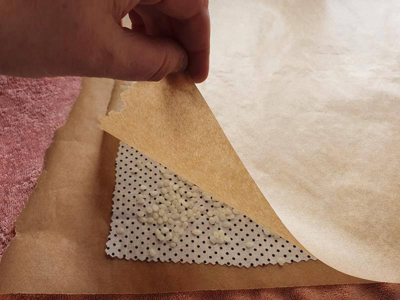 layers of cotton and parchment paper