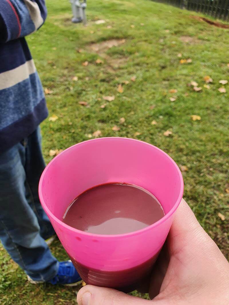 hot chocolate in pink ikea beaker