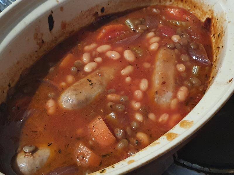 sausage casserole in dish