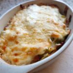 cooked cheese topped cabbage and ham casserole