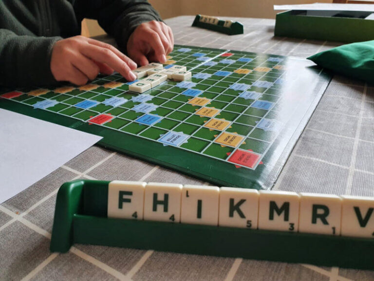 playing scrabble