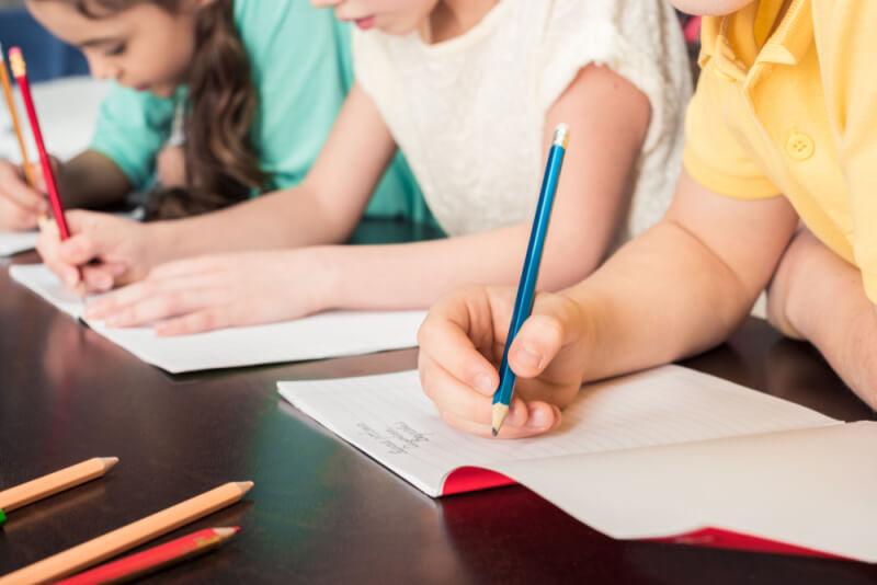 children studying in class