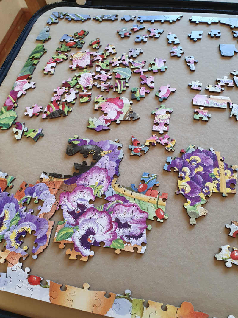 winter garden puzzle half completed