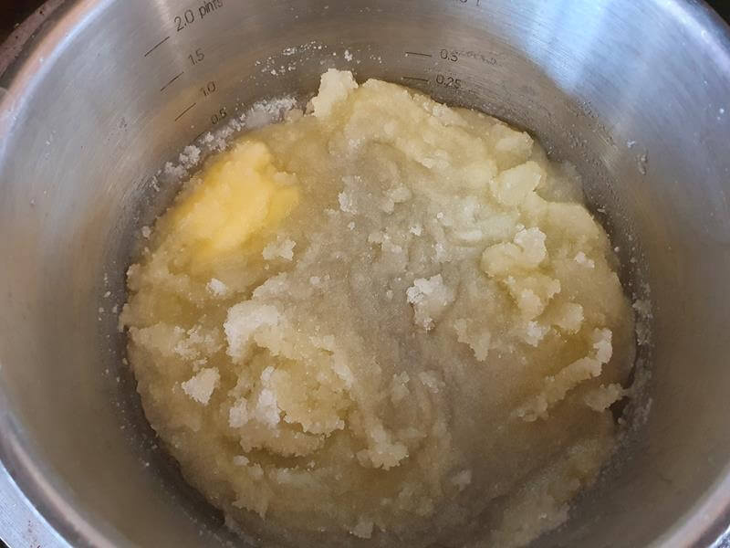 melting butter and erythritol in a pan