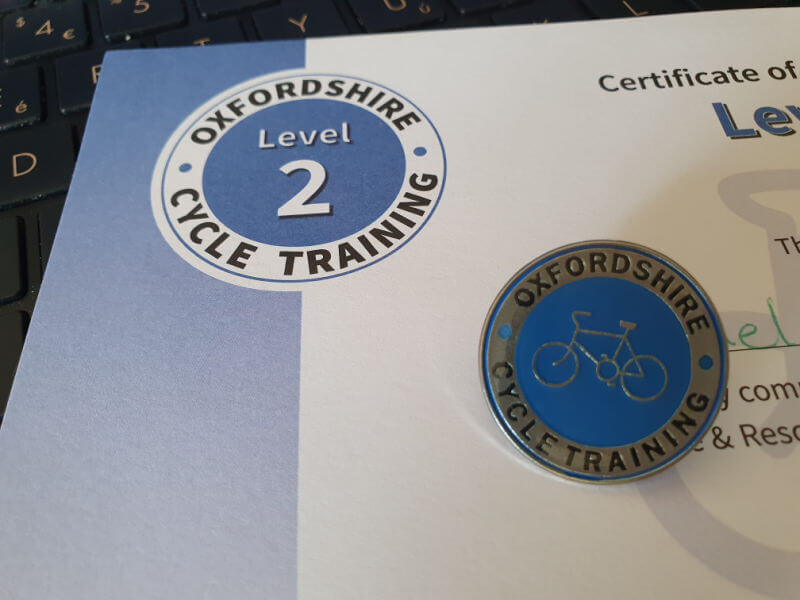 cycle training badge and certificate