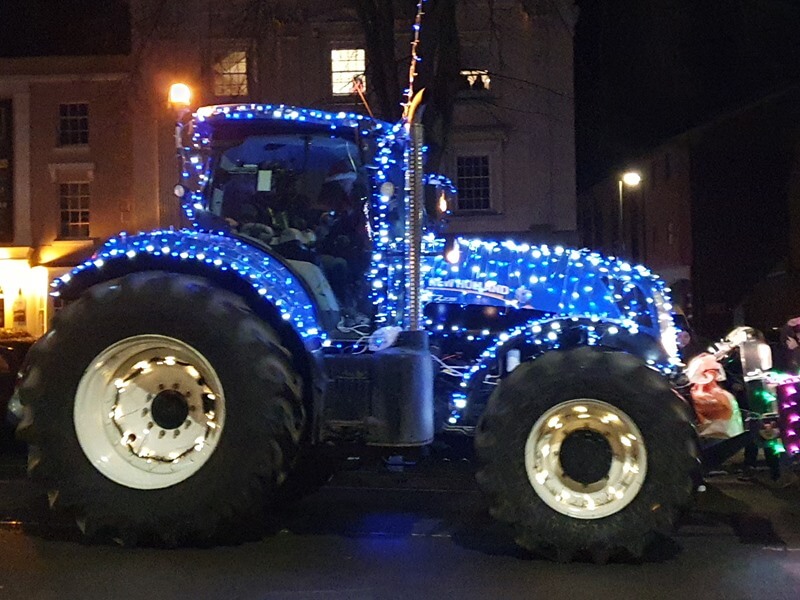 blue tractor side shot