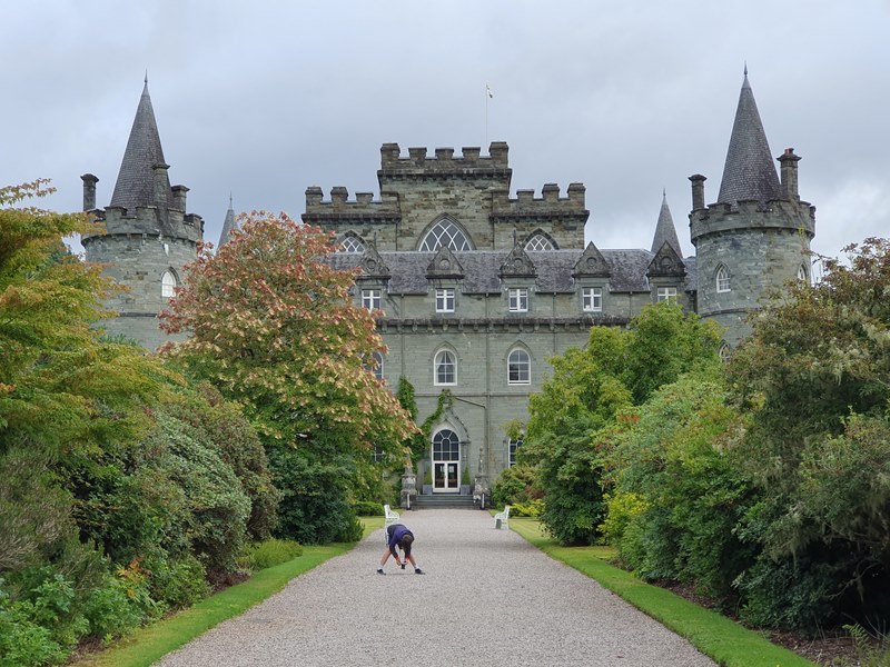 looking up the garden path to inveraray castle