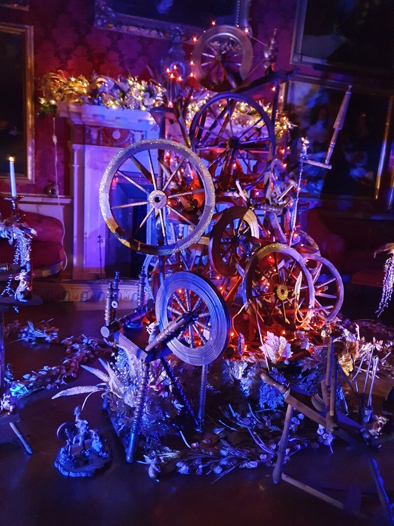 stack display of spinning wheels
