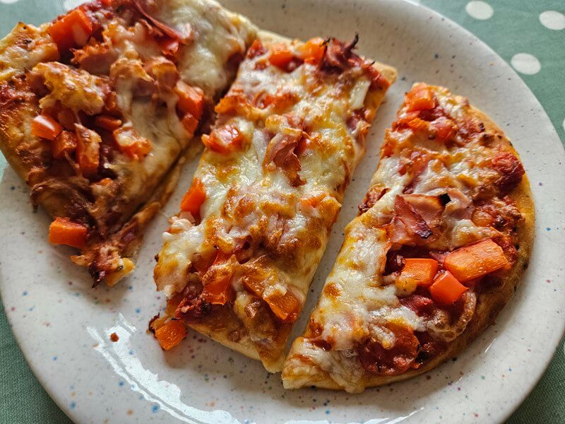 cut up naan pizza