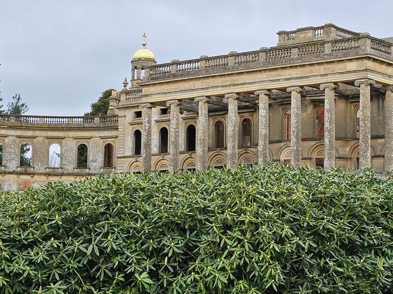 the view of the conservatory pillars at witley court