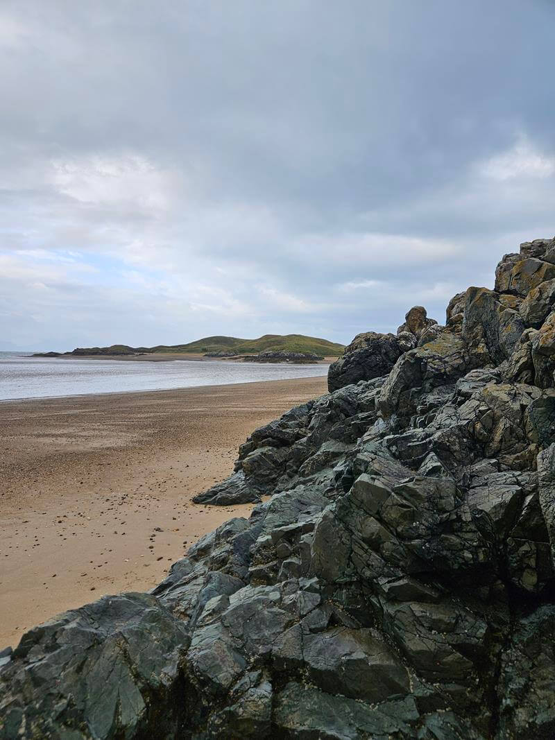 pillow rock outcrop on newborough beach