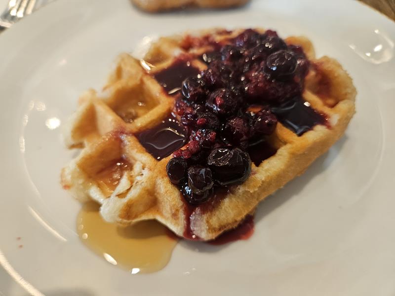 waffles and fruit for breakfast