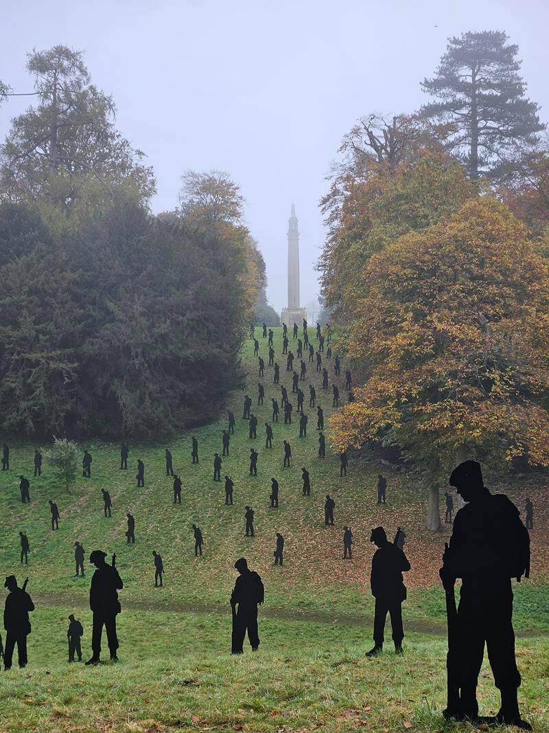 looking at the installation towards memorial column