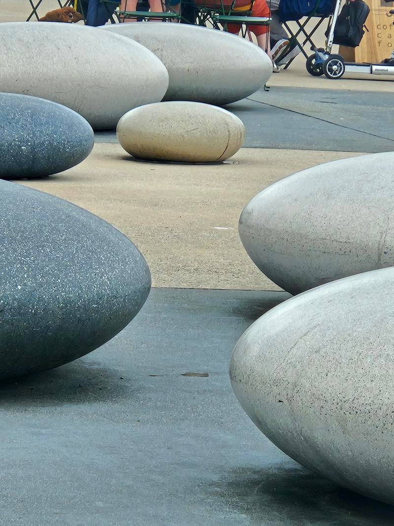 Penzance large stone sculpture pebbles