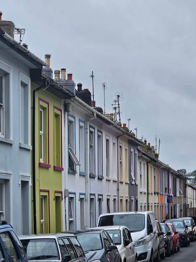 colourful houses in penzance street
