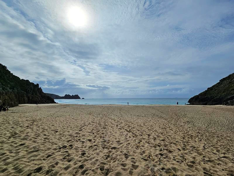 the bay at porthcurno beach