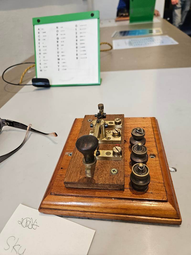 trying out morse code machines
