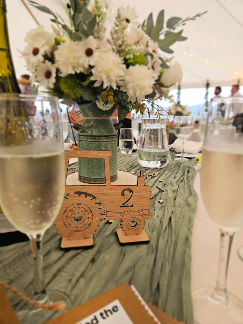 wedding table set up.