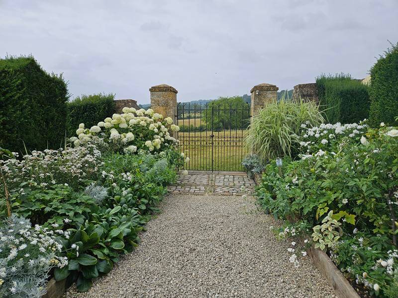 white garden view over fields